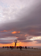 A beautiful sunset over Nordkapp (North Cape) on Mageroya Island, Norway