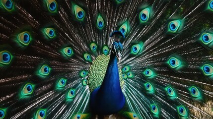 Obraz premium Peacock Displaying Its Beautiful Feathers