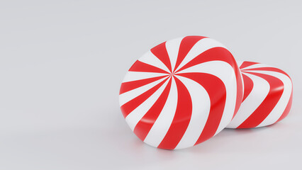 Christmas Peppermint Swirl Pile on White Background.