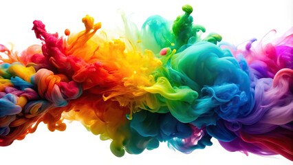 Colorful ink swirls on white background silhouette