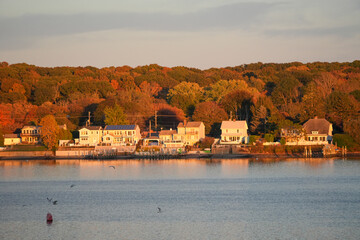 Shoreline Along the Niantic River at Sunrise in Niantic, Connecticut