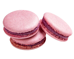 Three pink macarons