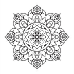 Vector abstract mandala pattern. Black and white illustration. Mandala isolated on the white background