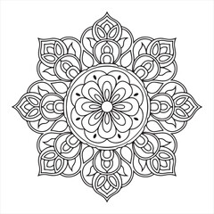 Vector abstract mandala pattern. Black and white illustration. Mandala isolated on the white background