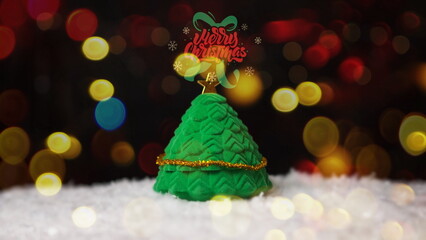 Christmas tree with a star.Happy Christmas photography Merry Christmas wishes. Bright Winter