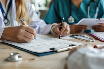 Medical Professionals Collaborating on Patient Records