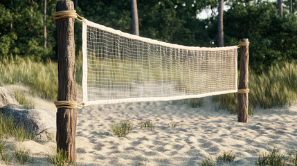 Beach Volleyball Net  Sandy Court  Summer Fun  Outdoor Recreation