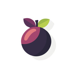 Simple flat 2D illustration of mangosteen isolated on a white background, ai, vector mangosteen icon logo, ai logo design 