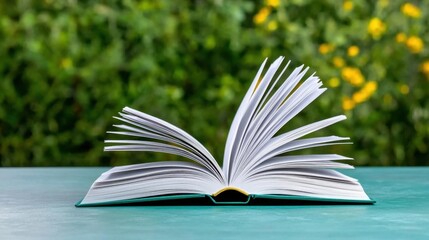 A photostock of a plain white book cover opened halfway on isolated on transparent PNG background, High Quality.