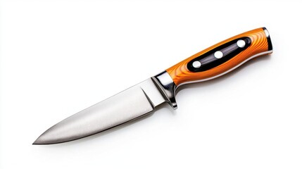 A photostock of a professional chef&acirc;&euro;&trade;s knife with a sleek handle on isolated on transparent PNG background, High Quality.