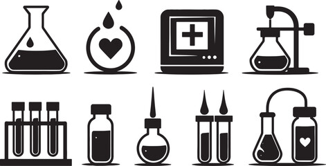 Vector set of medical icons silhouette