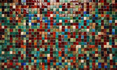 Fototapeta premium Mosaic Tile Pattern with bright, jewel-like colors.