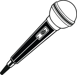 Naklejka premium Silhouette Microphone Black and White Vector Illustration