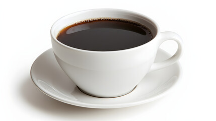 A cup of black coffee with no additives set on a plain white table embodying minimalism and purity.