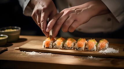 Culinary Art of Sushi Making Captured in Fine Detail