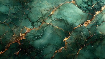 A textured green and gold abstract design resembling natural stone.