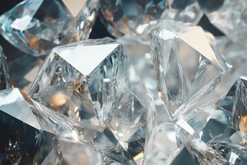 Shiny crystal texture with faceted geometric patterns.