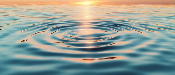 Tranquil Teal Water Ripples at Sunset - Calm Serene Nature Background in Cool Blue Tones, Meditative Zen Concept