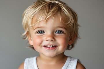 portrait of an white little boy with a smile