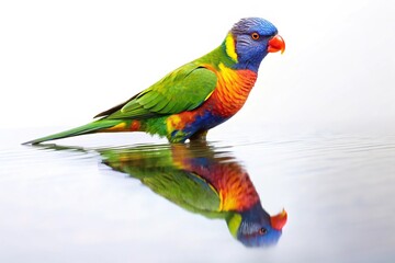 Fototapeta premium Colorful rainbow lorikeet bird on white background