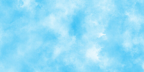 blue cloudy watercolor painting textured design on white paper with tiny clouds, Watercolor illustration art abstract blue color sky blue texture, weather and beautiful nature in the morning of sky.