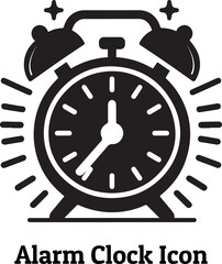 Alarm Clock Icon, Vector Art, Silhouette Design