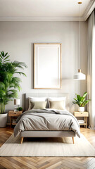 Mock up poster, wall in luxury modern living room interior, 3d render