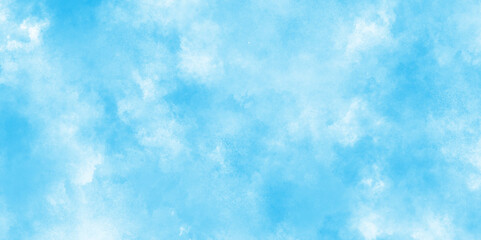 blue cloudy watercolor painting textured design on white paper with tiny clouds, Watercolor illustration art abstract blue color sky blue texture, weather and beautiful nature in the morning of sky.