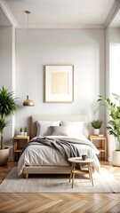 Mock up poster, wall in luxury modern living room interior, 3d render
