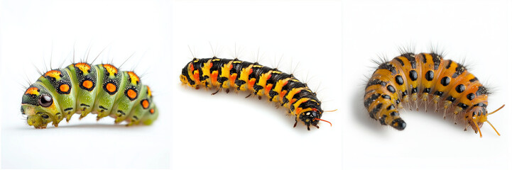 Set of Caterpillar isolated on a transparent background
