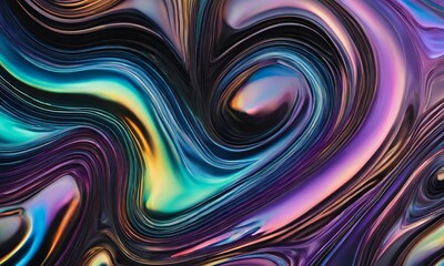 Oil Slick Effect with swirling rainbow iridescence.