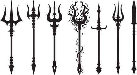 Vector set of silhouettes of Trident Vector art 