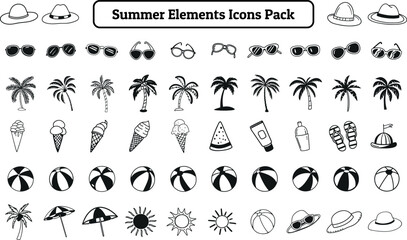 Summer Elements Icons Pack, Silhouette Design