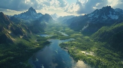 Featuring mountains and a wide river, this fantasy valley is like something out of a fairytale
