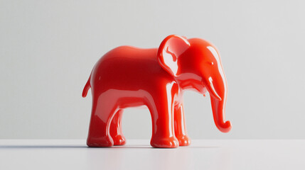 Shiny Red Elephant Figurine  Modern Home Decor  Abstract Animal Sculpture
