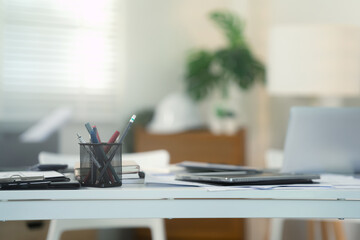 Close up Interior architect or engineer desk.