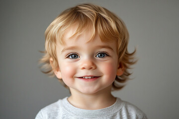 portrait of an white little boy with a smile