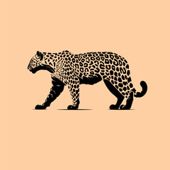 vector animal illustration, logo, silhouette with a leopard