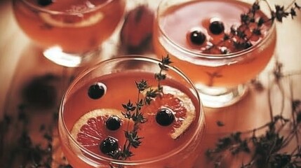 Refreshing Fruit Cocktails with Herbs and Berries