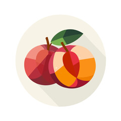Simple flat 2D icon nectarine isolated on a white background, vector, flat design, animation design, vector, animation design, simple flat 2D icon, minimalist icon, AI icon design