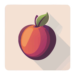 Simple flat 2D icon nectarine isolated on a white background, vector, flat design, animation design, vector, animation design, simple flat 2D icon, minimalist icon, AI icon design