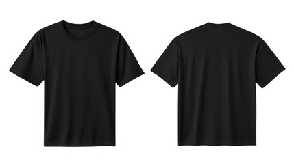 Black classic t-shirt front and back transparent background