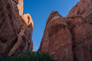 Detail of the sandstone passage leading to Sand Dune Arch in Arches National Park