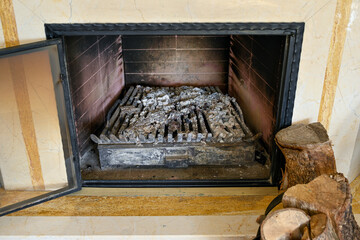 fireplace with firewood