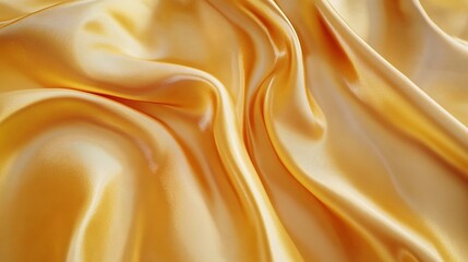 Fototapeta premium Soft golden silk fabric with luxurious folds and shine.