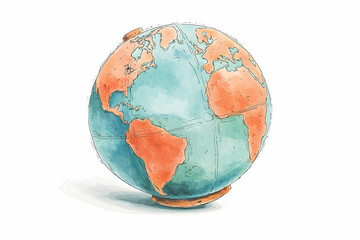 Hand-painted globe depicting North America, South America, and parts of Europe, showcasing vibrant colors and artistic style for educational and decorative uses