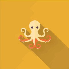 octopus motion graphic flat-design vector animation style, in white background, flat design, animation design, vector, flat design, animation design, simple flat 2D icon