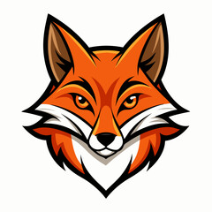 Fox Head Vector Illustration on White Background