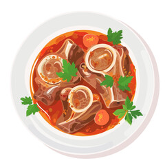 2D Simple osso buco braised veal shank motion graphic flat-design vector animation style, in white background, flat design, animation design, vector, flat design, logo