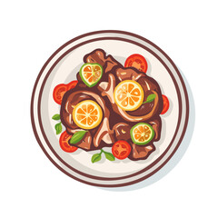 2D Simple osso buco braised veal shank motion graphic flat-design vector animation style, in white background, flat design, animation design, vector, flat design, logo